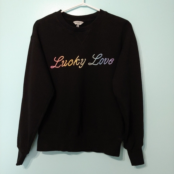 Pride Lucky Love Gender Neutral Crewneck Black Size - Picture 2 of 9